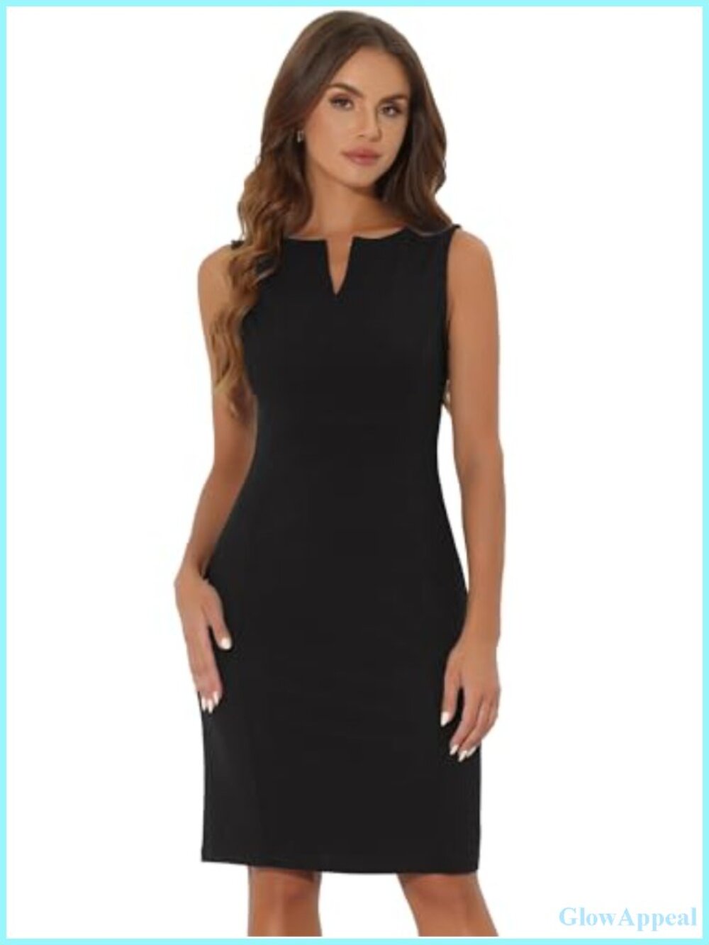 Sleeveless Sheath Dress V-Neck Business Pencil Dress for Women